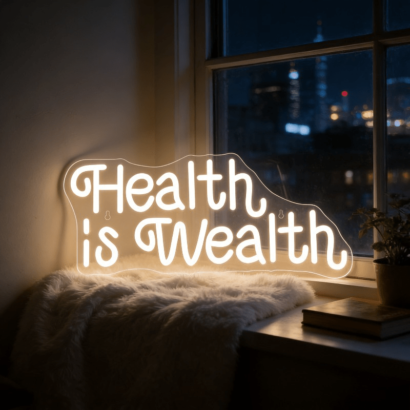 Health Wellness Lifestyle - Kesehatan Adalah Kekayaan Lampu Neon LED
